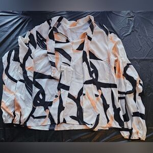 SHEIN Black and Peach Abstract Top